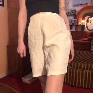 1960s white pleated side zip shorts